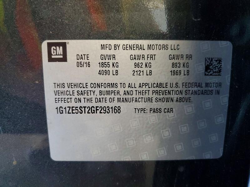 70474486 :رقم المزاد ، 1G1ZE5ST2GF293168 vin ، 2016 Chevrolet Malibu مزاد بيع
