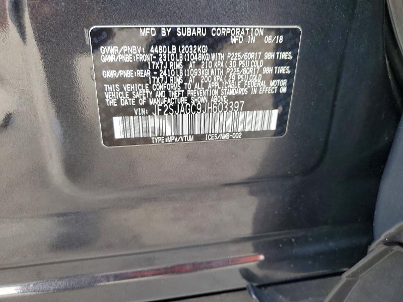 69749946 :رقم المزاد ، JF2SJAGC9JH603397 vin ، 2018 Subaru Forester مزاد بيع