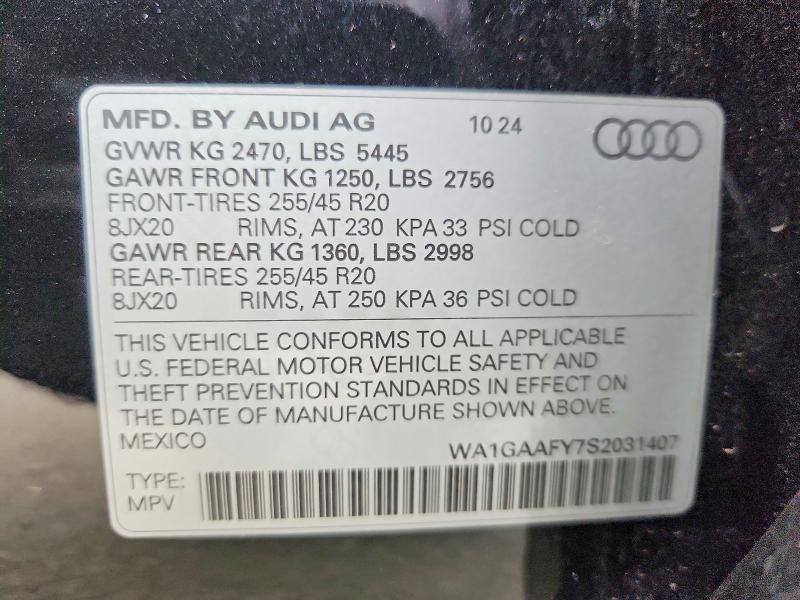 Продаж на аукціоні авто 2025 Audi Q5, vin: WA1GAAFY7S2031407, номер лоту: 69381776