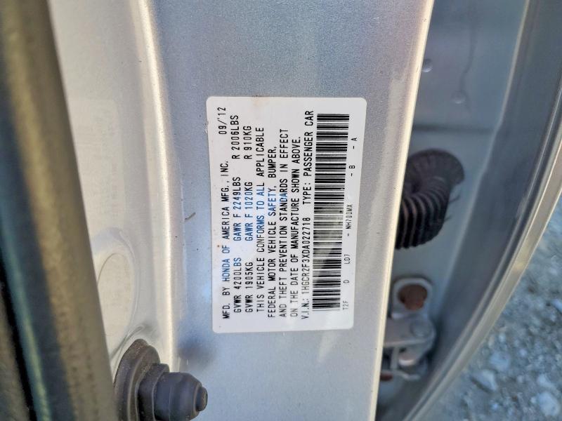 2013 Honda Accord მანქანა იყიდება აუქციონზე, vin: 1HGCR2F3XDA022718, აუქციონის ნომერი: 68818676