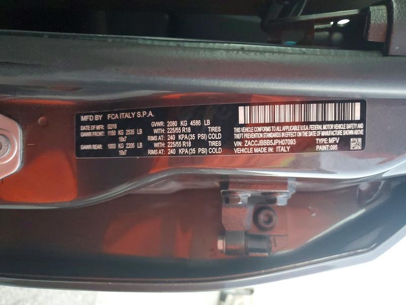 2018 Jeep Renegade მანქანა იყიდება აუქციონზე, vin: ZACCJBBB5JPH07093, აუქციონის ნომერი: 69564276