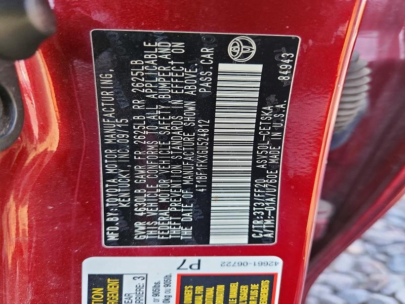 2016 Toyota Camry მანქანა იყიდება აუქციონზე, vin: 4T1BF1FKXGU524812, აუქციონის ნომერი: 69049776
