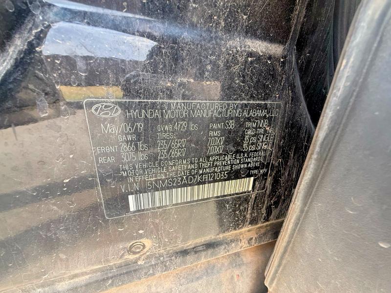 Продаж на аукціоні авто 2019 Hyundai Santa Fe, vin: 5NMS23AD7KH121035, номер лоту: 70798326