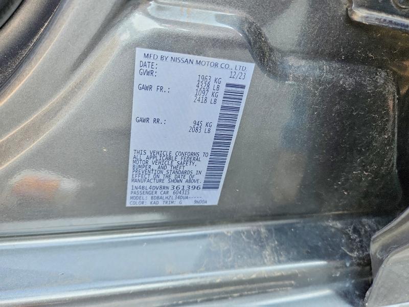 Aukcja sprzedaży 2024 Nissan Altima, vin: 1N4BL4DV8RN361396, numer aukcji: 69802496