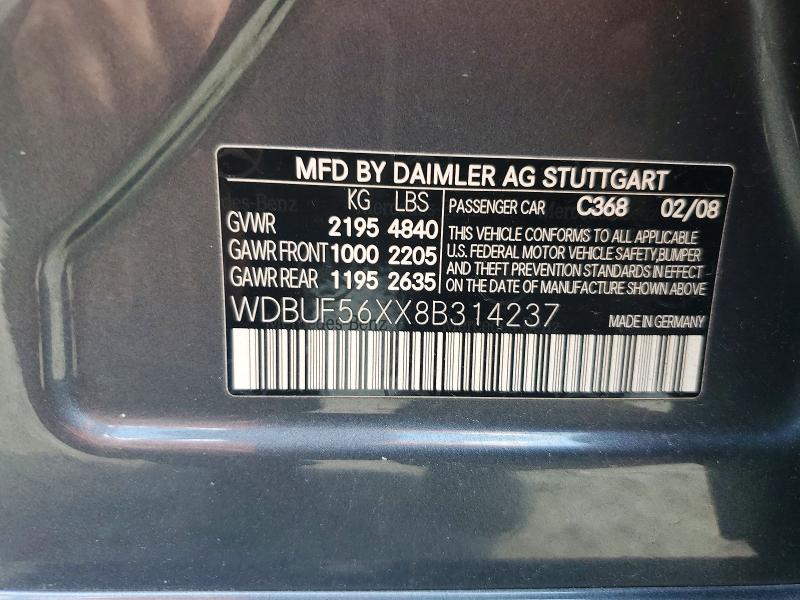 Продаж на аукціоні авто 2008 Mercedes-benz E, vin: WDBUF56XX8B314237, номер лоту: 67397006
