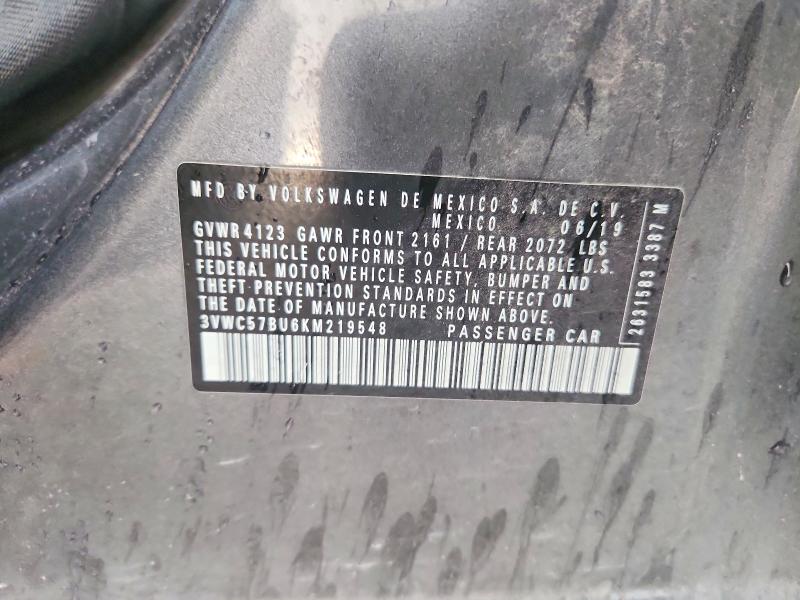 69618906 :رقم المزاد ، 3VWC57BU6KM219548 vin ، 2019 Volkswagen Jetta مزاد بيع