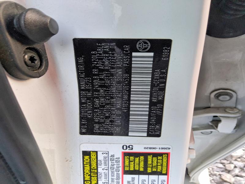 2023 Toyota Camry მანქანა იყიდება აუქციონზე, vin: 4T1C31AK0PU614538, აუქციონის ნომერი: 68993976