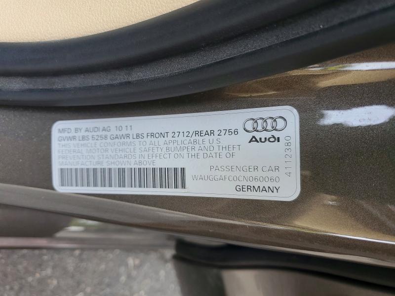 Продажа на аукционе авто 2012 Audi A6, vin: WAUGGAFC0CN060060, номер лота: 69456176