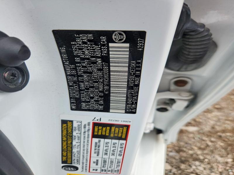 2017 Toyota Camry მანქანა იყიდება აუქციონზე, vin: 4T1BF1FK5HU300817, აუქციონის ნომერი: 68777316