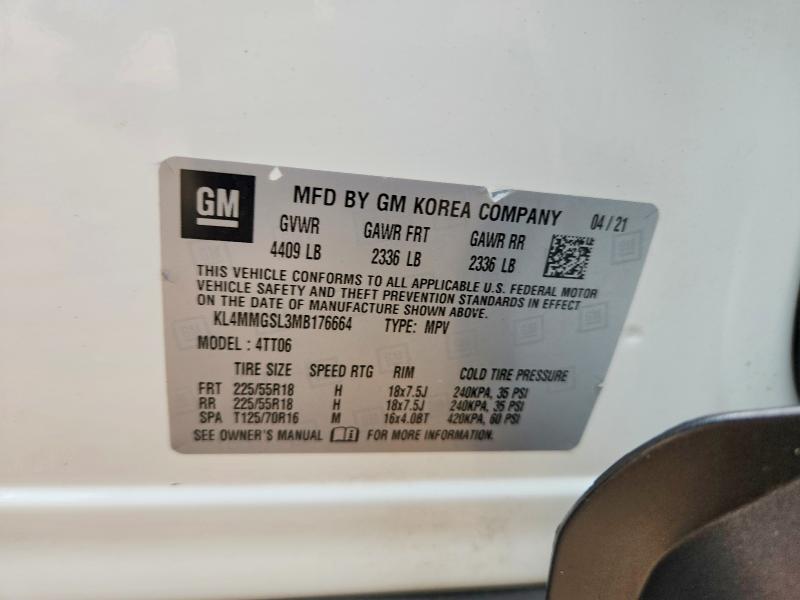 2021 Buick Encore Gx მანქანა იყიდება აუქციონზე, vin: KL4MMGSL3MB176664, აუქციონის ნომერი: 68756596