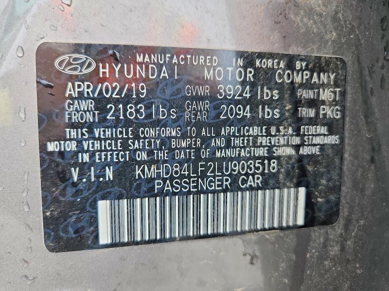 Продаж на аукціоні авто 2020 Hyundai Elantra, vin: KMHD84LF2LU903518, номер лоту: 69977966