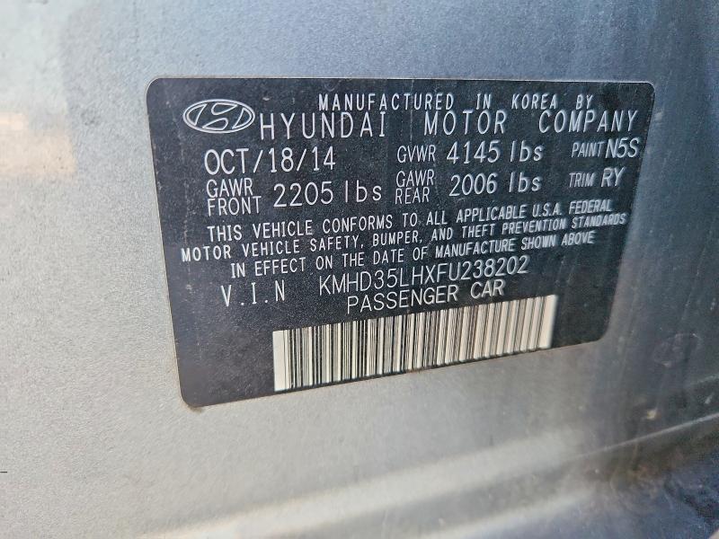 70006406 :رقم المزاد ، KMHD35LHXFU238202 vin ، 2015 Hyundai Elantra Gt مزاد بيع