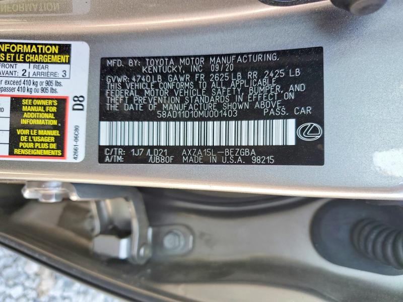 Продажа на аукционе авто 2021 Lexus Es 250, vin: 58AD11D10MU001403, номер лота: 68188866