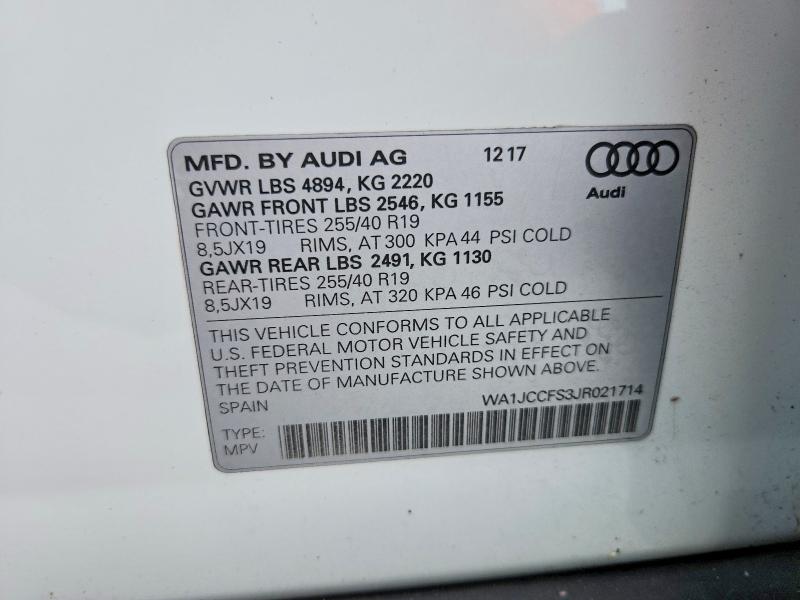 Продажа на аукционе авто 2018 Audi Q3, vin: WA1JCCFS3JR021714, номер лота: 70432746