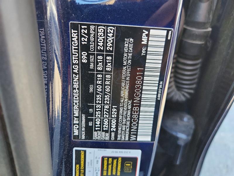 Aukcja sprzedaży 2022 Mercedes-benz Glc, vin: W1N0G8EB1NG038011, numer aukcji: 69139436