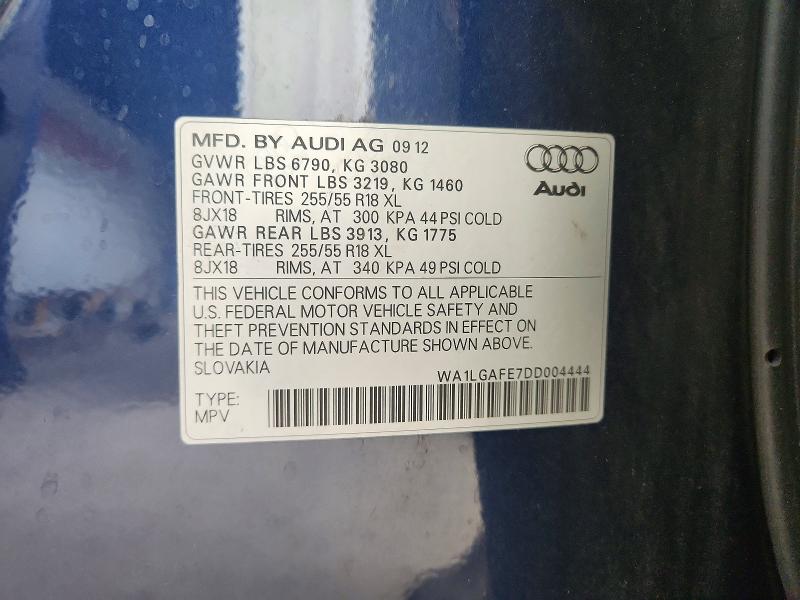 Aukcja sprzedaży 2013 Audi Q7, vin: WA1LGAFE7DD004444, numer aukcji: 67829276
