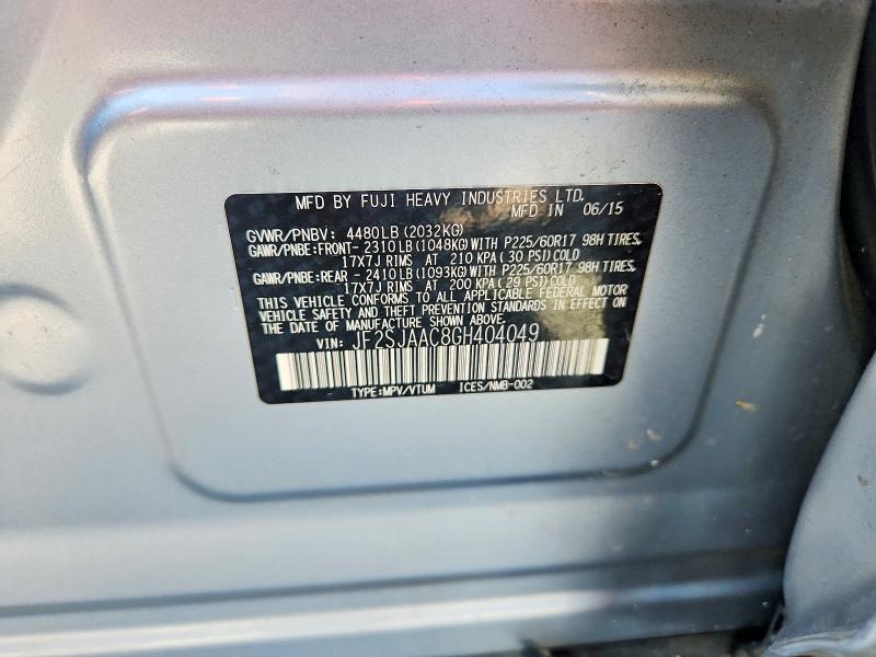 Продаж на аукціоні авто 2016 Subaru Forester, vin: JF2SJAAC8GH404049, номер лоту: 68278956