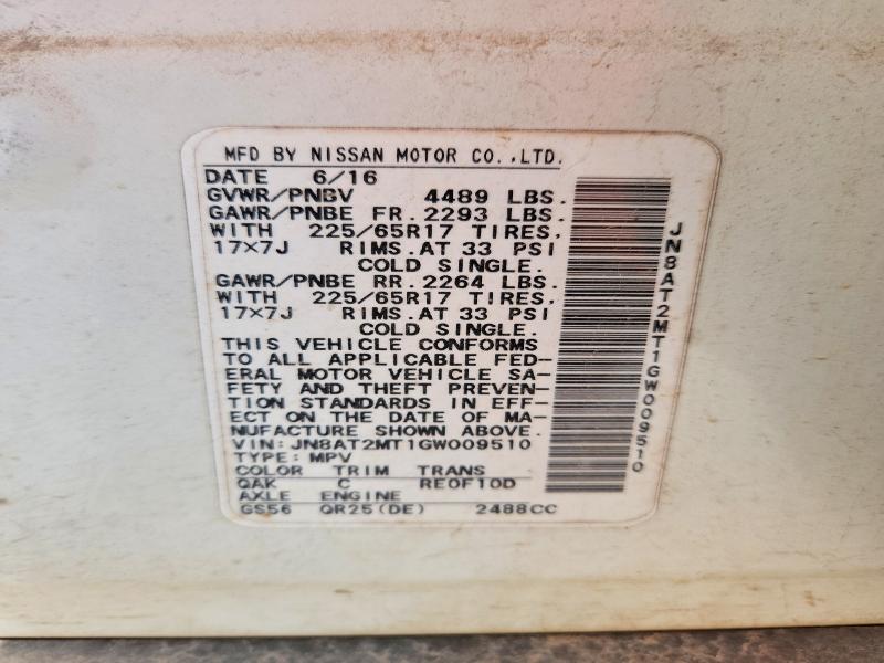 Продажа на аукционе авто 2016 Nissan Rogue, vin: JN8AT2MT1GW009510, номер лота: 69328616