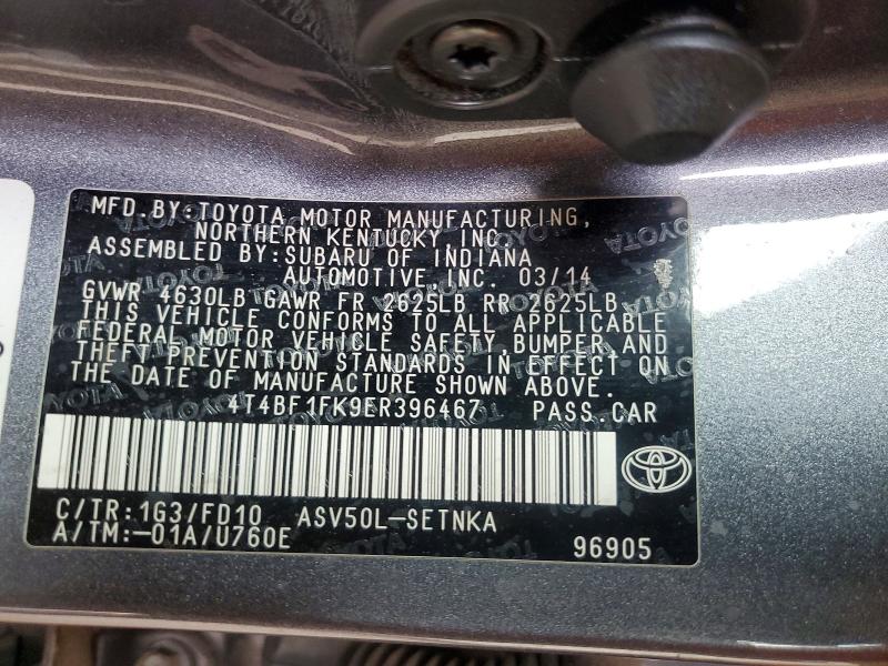 Продажа на аукционе авто 2014 Toyota Camry, vin: 4T4BF1FK9ER396467, номер лота: 69614376