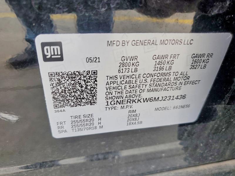 2021 Chevrolet Traverse მანქანა იყიდება აუქციონზე, vin: 1GNERKKW6MJ231436, აუქციონის ნომერი: 65148506