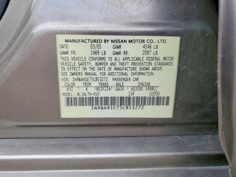 Продаж на аукціоні авто 2005 Nissan Maxima, vin: 1N4BA41E75C853272, номер лоту: 68378626