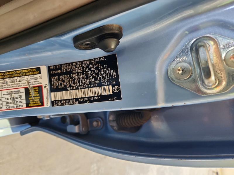 Aukcja sprzedaży 2012 Toyota Camry, vin: 4T4BF1FK8CR244483, numer aukcji: 68995876