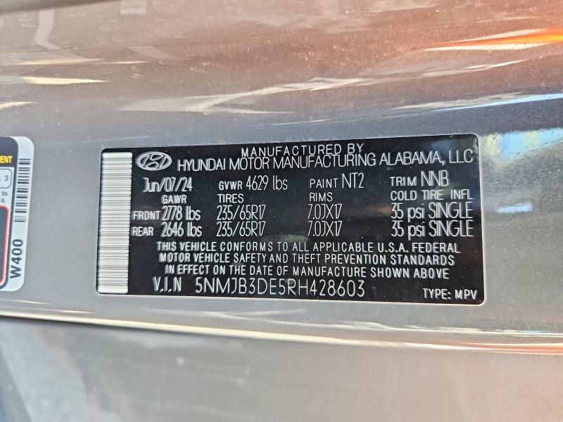 68847566 :رقم المزاد ، 5NMJB3DE5RH428603 vin ، 2024 Hyundai Tucson مزاد بيع