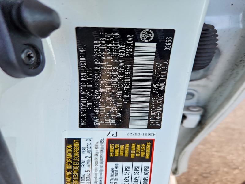 68667706 :رقم المزاد ، 4T1BF1FK5GU159844 vin ، 2016 Toyota Camry مزاد بيع