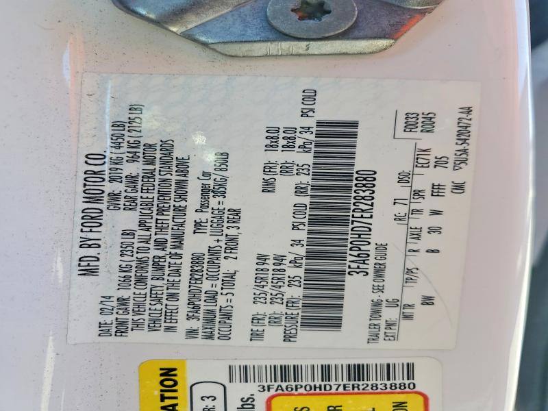 Aukcja sprzedaży 2014 Ford Fusion, vin: 3FA6P0HD7ER283880, numer aukcji: 70730826