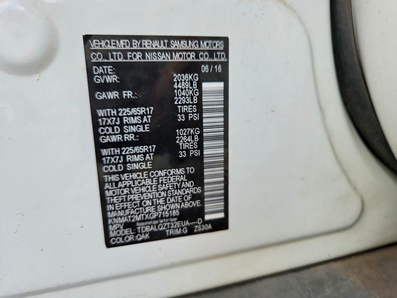 70248126 :رقم المزاد ، KNMAT2MTXGP715185 vin ، 2016 Nissan Rogue مزاد بيع