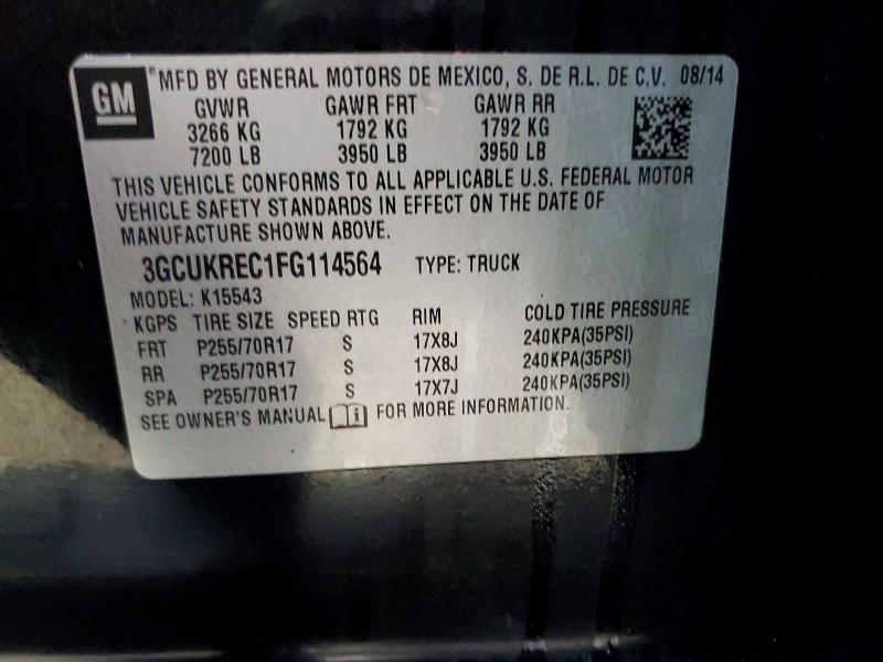 2015 Chevrolet Silverado მანქანა იყიდება აუქციონზე, vin: 3GCUKREC1FG114564, აუქციონის ნომერი: 69417566