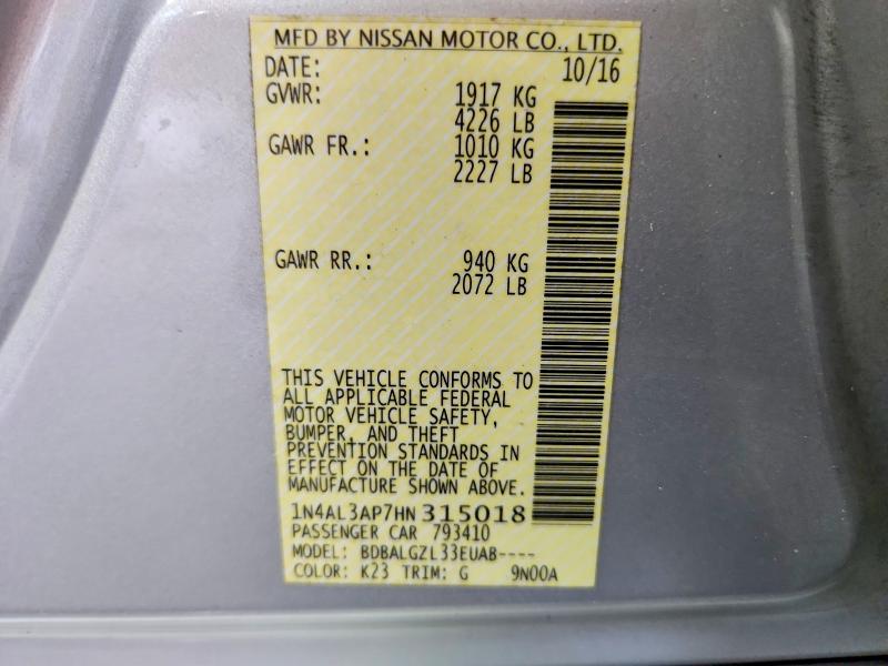 Aukcja sprzedaży 2017 Nissan Altima, vin: 1N4AL3AP7HN315018, numer aukcji: 67882456