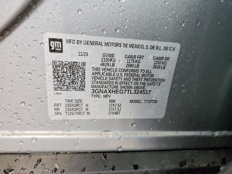 Aukcja sprzedaży 2026 Chevrolet Equinox, vin: 3GNAXHEG7TL324517, numer aukcji: 69572306