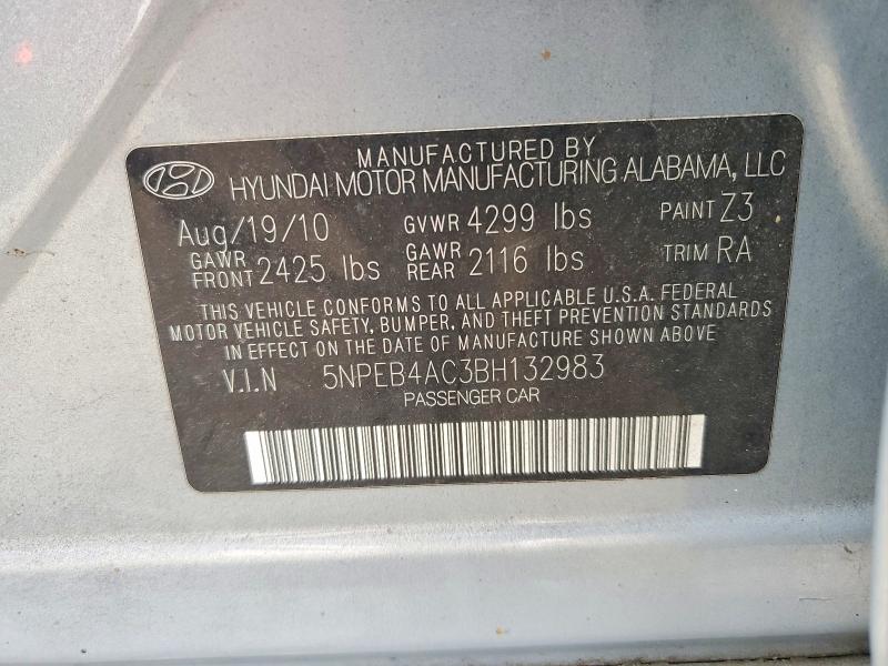 69739886 :رقم المزاد ، 5NPEB4AC3BH132983 vin ، 2011 Hyundai Sonata مزاد بيع