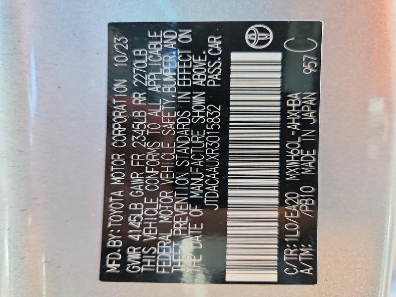 67366826 :رقم المزاد ، JTDACAAUXR3015832 vin ، 2024 Toyota Prius مزاد بيع