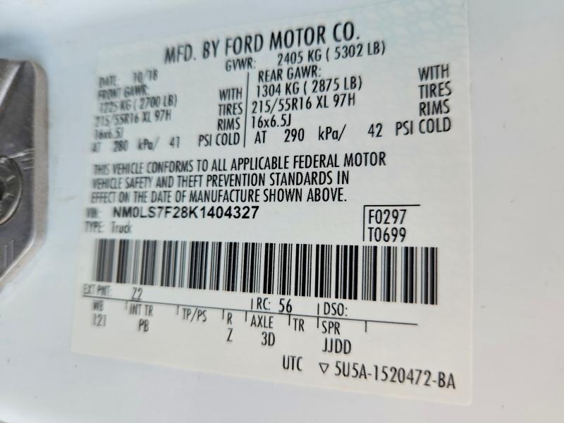 69334586 :رقم المزاد ، NM0LS7F28K1404327 vin ، 2019 Ford Transit Connect مزاد بيع