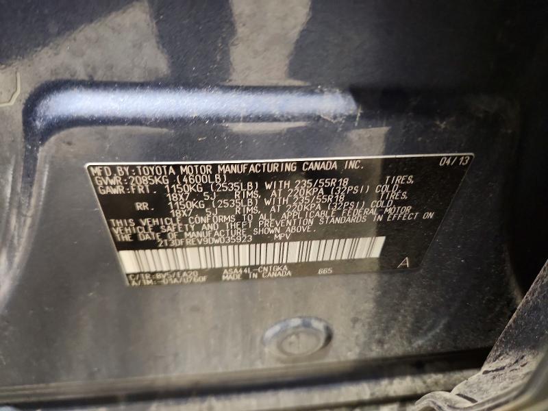 2013 Toyota Rav4 მანქანა იყიდება აუქციონზე, vin: 2T3DFREV9DW035923, აუქციონის ნომერი: 69587266