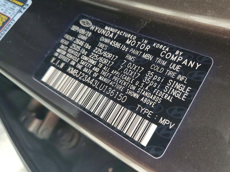 Продажа на аукционе авто 2020 Hyundai Tucson, vin: KM8J23A43LU136150, номер лота: 68179866