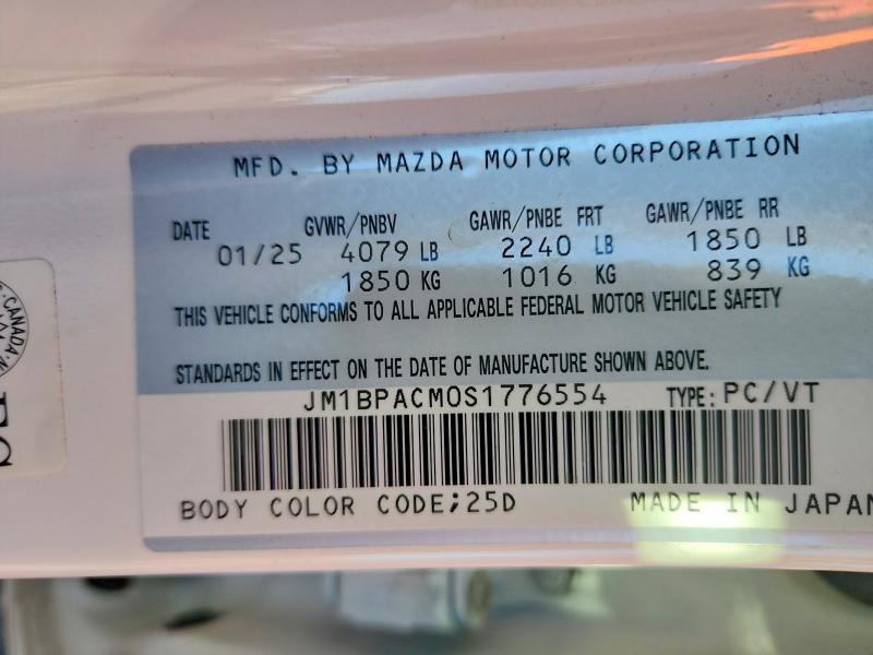 Aukcja sprzedaży 2025 Mazda 3, vin: JM1BPACM0S1776554, numer aukcji: 68289506