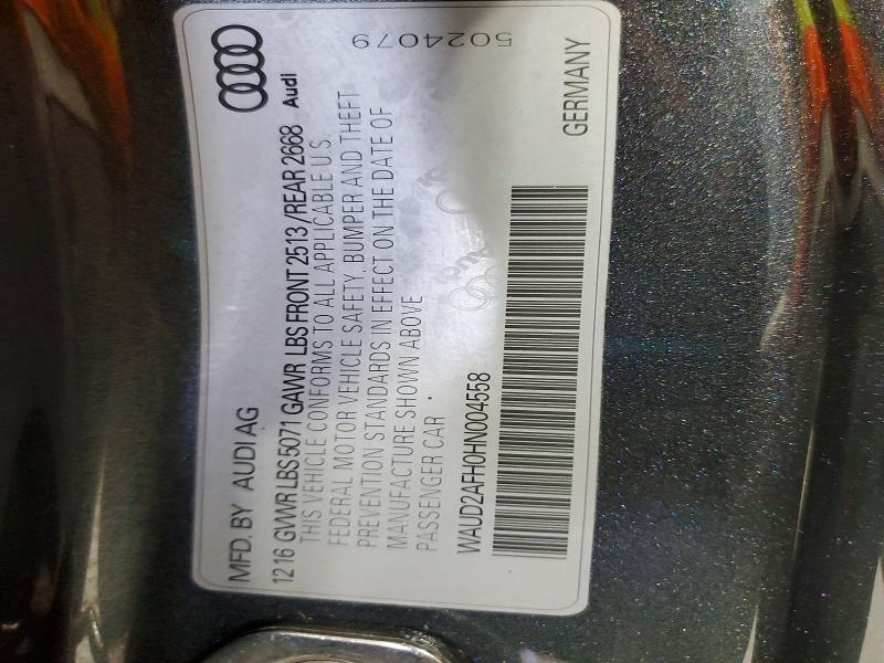 Продажа на аукционе авто 2017 Audi A5, vin: WAUD2AFH0HN004558, номер лота: 69537236