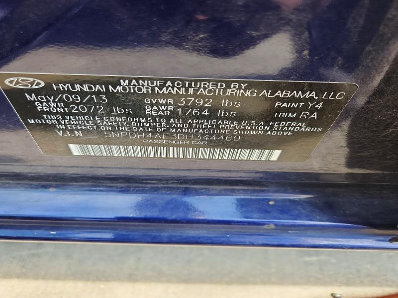 Продаж на аукціоні авто 2013 Hyundai Elantra, vin: 5NPDH4AE3DH344460, номер лоту: 70100626