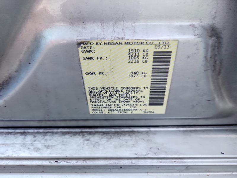 2013 Nissan Altima მანქანა იყიდება აუქციონზე, vin: 1N4AL3AP3DC280418, აუქციონის ნომერი: 67711576