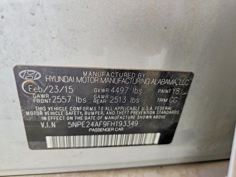 67062976 :رقم المزاد ، 5NPE24AF9FH193349 vin ، 2015 Hyundai Sonata مزاد بيع