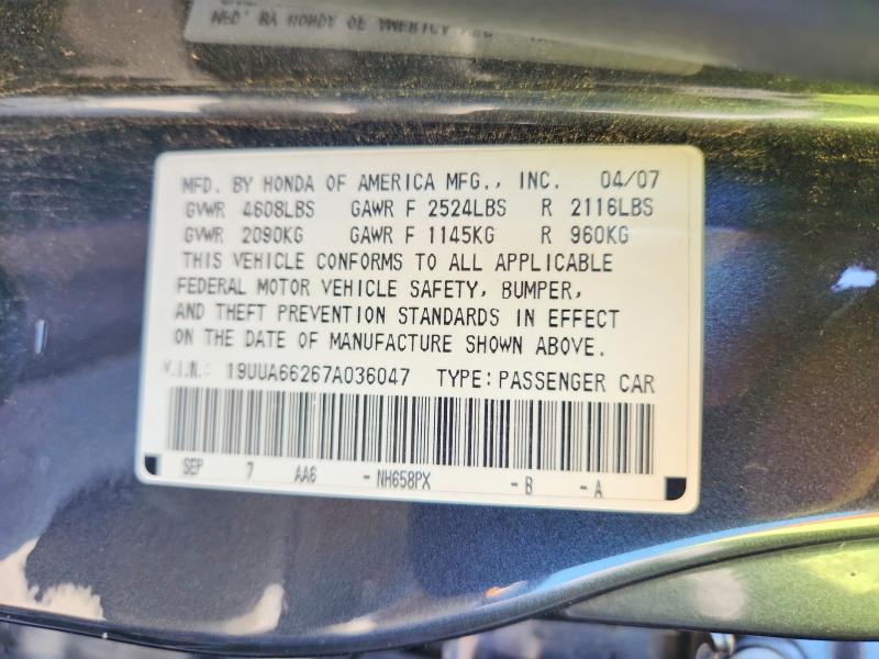 2007 Acura Tl მანქანა იყიდება აუქციონზე, vin: 19UUA66267A036047, აუქციონის ნომერი: 69046246
