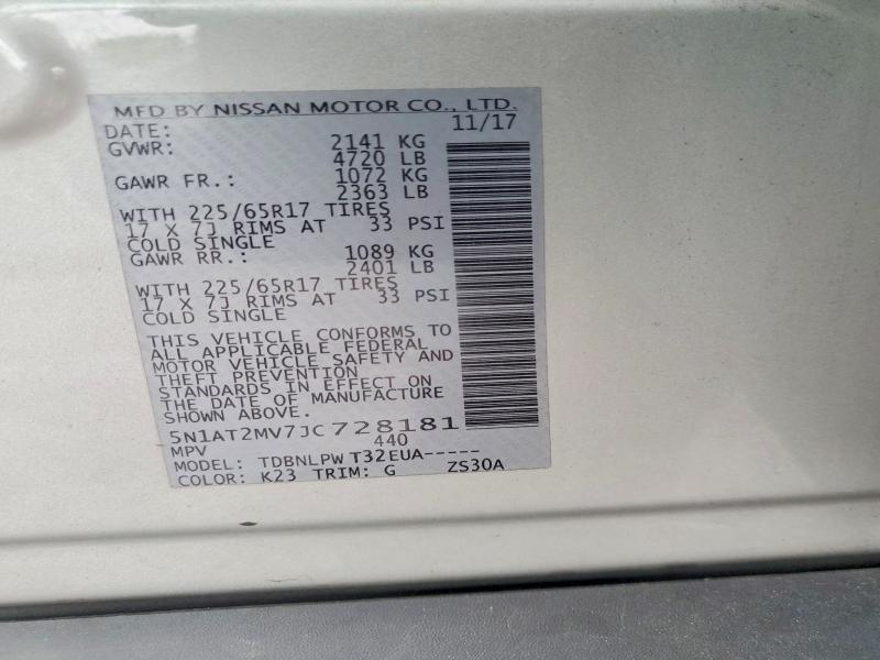 Продаж на аукціоні авто 2018 Nissan Rogue, vin: 5N1AT2MV7JC728181, номер лоту: 70564206