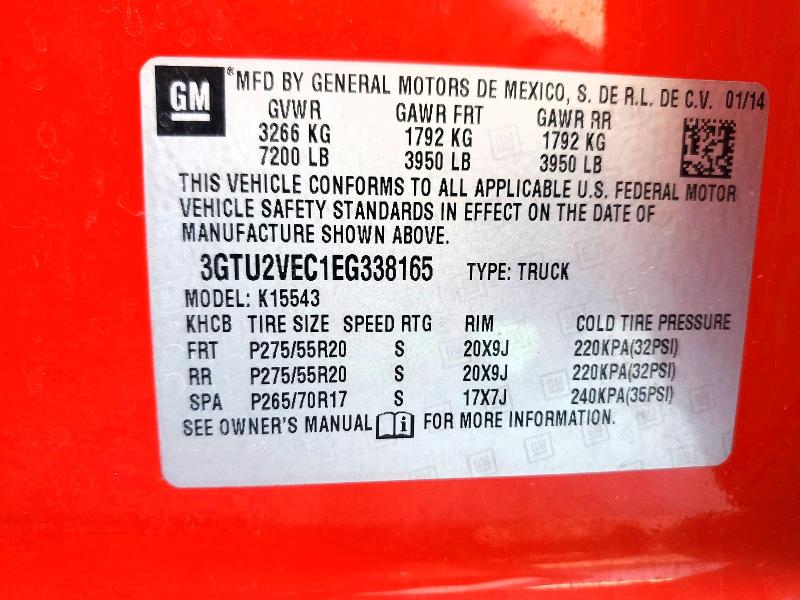 Aukcja sprzedaży 2014 Gmc Sierra, vin: 3GTU2VEC1EG338165, numer aukcji: 67339586