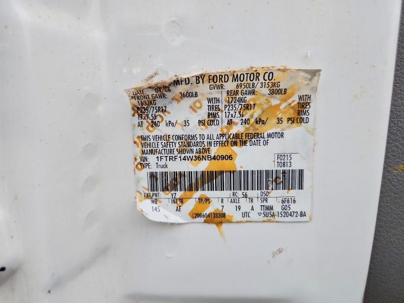 2006 Ford F150 მანქანა იყიდება აუქციონზე, vin: 1FTRF14W36NB40906, აუქციონის ნომერი: 70881156