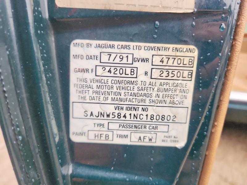 67443496 :رقم المزاد ، SAJNW5841NC180802 vin ، 1992 Jaguar Xjs مزاد بيع