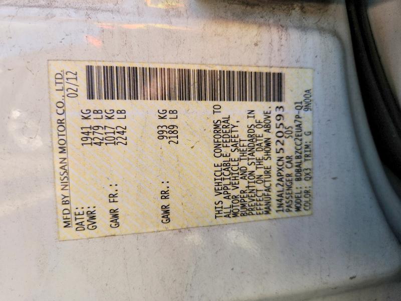 Продаж на аукціоні авто 2012 Nissan Altima, vin: 1N4AL2APXCN520593, номер лоту: 69421946