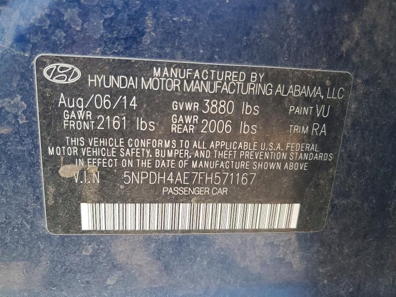 Aukcja sprzedaży 2015 Hyundai Elantra, vin: 5NPDH4AE7FH571167, numer aukcji: 69688286